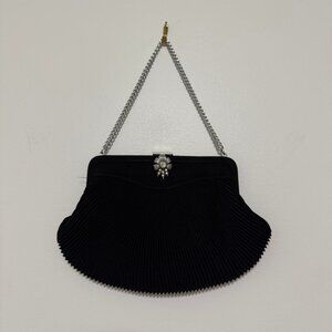 Vintage | Pleated Black Mini Evening Bag